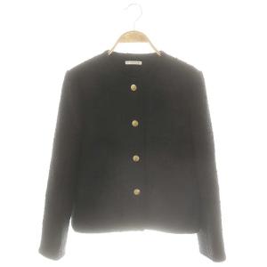 ファンシーツィード ジャケット ノーカラー 38 黒 /MI OS SH