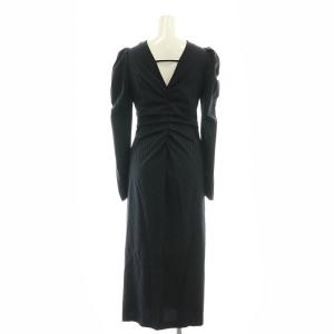 FRAY I.D パフスリーブシャーリングワンピース ストライプ 0 紺 /MI OS