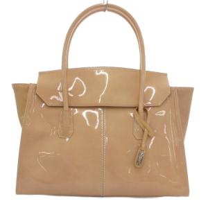 トートバッグ エナメル ロゴチャーム ベージュ /JS