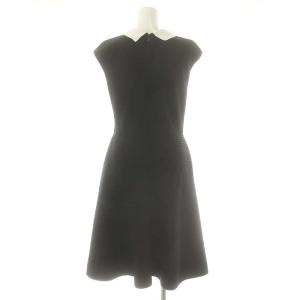 FOXEY 34443 襟付き ノースリーブ ニットワンピース 40 ブラック