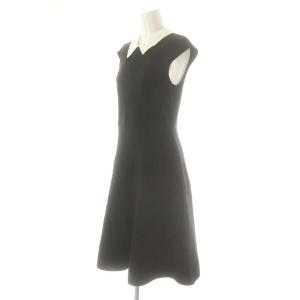 FOXEY 34443 襟付き ノースリーブ ニットワンピース 40 ブラック