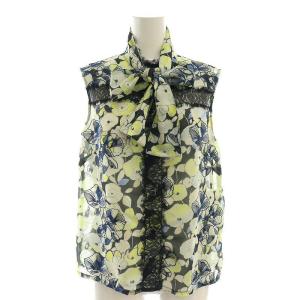 GRACE CONTINENTAL フラワープリントレース切替トップ ボウタイブラウス マーメイドスカート インナー付き 36 マルチカラー