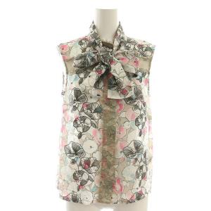 GRACE CONTINENTAL セットアップ フラワープリントレース切替 トップ ボウタイブラウス マーメイドスカート 36 マルチカラー