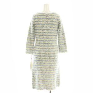 GRACE CONTINENTAL ツイードチェックニットワンピース 膝丈 36 ブルー マルチカラー /ES OS