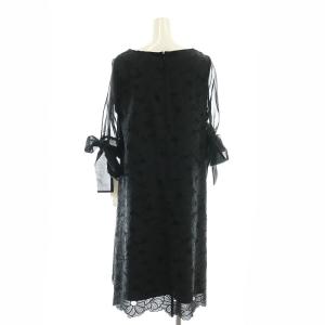 GRACE CONTINENTAL 23SS フローラルフレアワンピース 七分袖 36 ブラック /DO OS