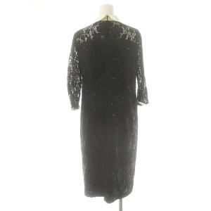GRACE CONTINENTAL レース コード刺繍 七分袖 ワンピース 36 黒 白 /MI OS