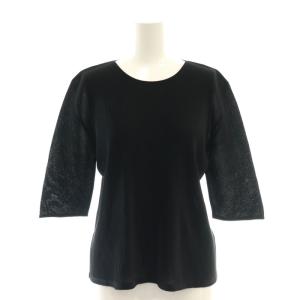 クルーネック ハーフスリーブ カットソー プリーツ 3 ブラック /HK OS