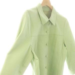 Leilian ラムレザー ジャケット ステンカラー 羊革 9 ライトグリーン /DF OS