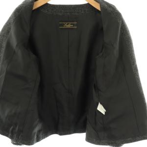 Leilian ウールノーカラージャケット 9 ダークグレー マルチカラー /DO OS