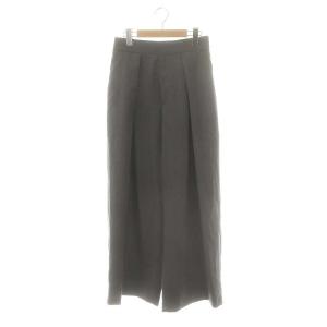 25SS ギャバハイウエストタックパンツ ワイド 38 グレー /DO OS