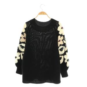 BEARDSLEY 23AW 袖ジャガードニット セーター 長袖 F ブラック /HK OS