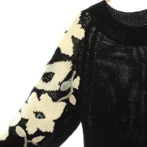 BEARDSLEY 23AW 袖ジャガードニット セーター 長袖 F ブラック /HK OS