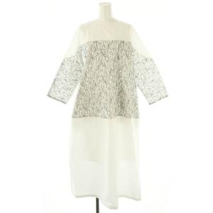 24SS キカ刺繍ワンピース ロング 七分袖 F ホワイト /HK OS