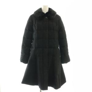 ツイード ダウンコート アウター フェイクファー 4 黒 /CX OS