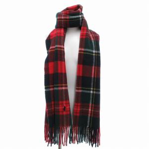 POLO RALPH LAUREN 大判ストール マフラー ウール チェック ホースロゴ F 赤 レッド /JS