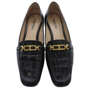 TOM FORD クロコ型押し カーフレザー ビット付 Whitney ローファー 37 黒 ブラック W3333 /SR4