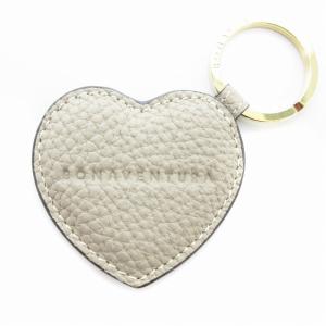 ハートキーホルダー シュリンクレザー ロゴ グレー /JS