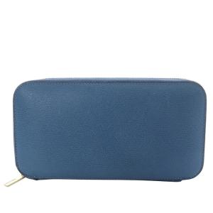 ジップパース 12カード 長財布 ラウンドファスナー レザー ブルー /YO17