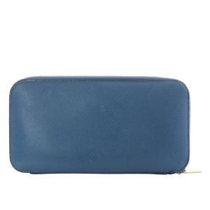 Valextra ジップパース 12カード 長財布 ラウンドファスナー レザー ブルー /YO17