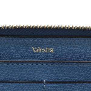 Valextra ジップパース 12カード 長財布 ラウンドファスナー レザー ブルー /YO17
