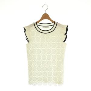 フラワーレース フリルスリーブニット プルオーバー 34 ホワイト 6312300 /DF OS