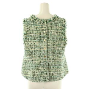 TOMORROWLAND collection 24SS ヴェールファンシーツイード フリンジフロンタブルジレ 36 グリーン