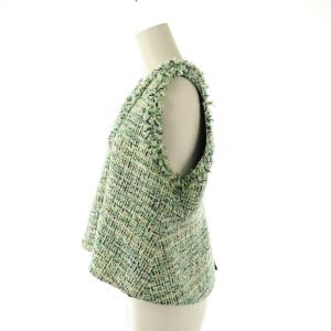 TOMORROWLAND collection 24SS ヴェールファンシーツイード フリンジフロンタブルジレ 36 グリーン