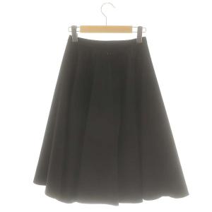 YOKO CHAN YOKOCHAN サテンサーキュラーミディスカート フレア 膝丈 40 ブラック /HK OS