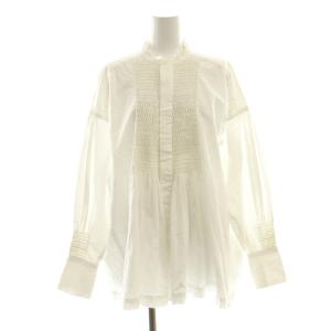 25SS コットンスモッキングブラウス 長袖 F ホワイト /HK OS