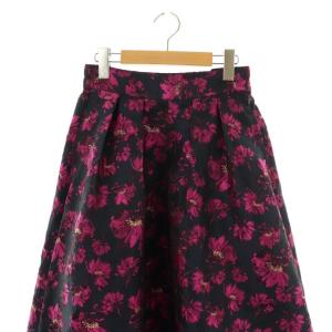 ROSE BUD 24SS ジャガードタックスカート フレア マキシ ロング F 紺 ネイビー /AT OS
