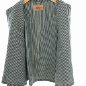 UNGRID ビッグシルエットカバーオール ヒッコリー デニムジャケット F 紺 ネイビー 白 ホワイト /AT OS