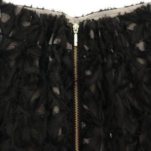 Apuweiser-riche リボン刺繍ミディ丈スカート フレアスカート 0 ブラック /ES OS SH