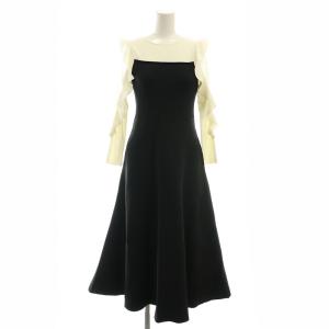 フリルスリーブビスチェニットワンピース ロング 1 ブラック ホワイト /ES OS S