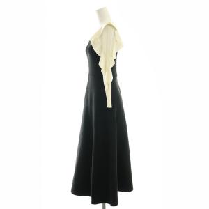 Apuweiser-riche フリルスリーブビスチェニットワンピース ロング 1 ブラック ホワイト /ES OS S