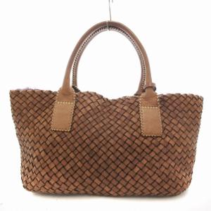 ハンドバッグ トート 2WAY 編み込み ファー 茶 ブラウン /UD