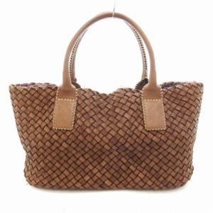 GINZA Kanematsu ハンドバッグ トート 2WAY 編み込み ファー 茶 ブラウン /UD