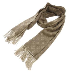 タグ付き マフラー ストール ロゴ 総柄 茶 ブラウン /JS