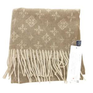 russet タグ付き マフラー ストール ロゴ 総柄 茶 ブラウン /JS