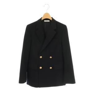 ウールギャバジン ダブルブレストジャケット テーラードジャケット 34 ダークネイビー /DF OS