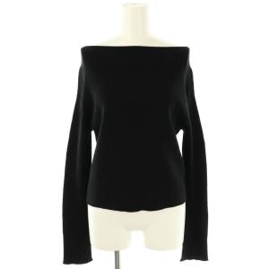 24SS off shoulder プルオーバー ニット カットソー 黒 /MI OS