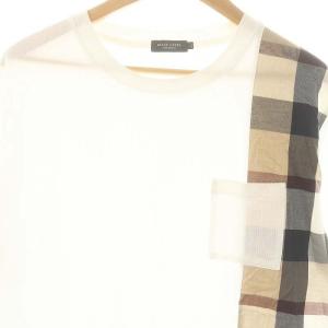 BLACK LABEL CRESTBRIDGE チェック 半袖Tシャツ カットソー 切替 LL 白 ホワイト ベージュ /AT OS