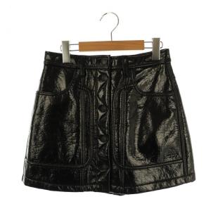 エナメル ミニ スカート 台形 25 黒 /MI OS