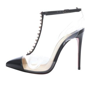 Christian Louboutin スタッズ クリア サンダル パンプス ピンヒール 36 黒 ブラック /SR41