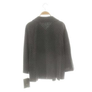 Leilian ウールドットニットジャケット 七分袖 13+ グレー /AT OS