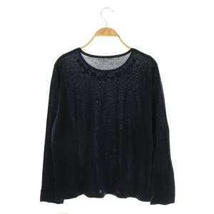 Leilian ウール混ビジューニットプルオーバー カットソー 長袖 13+ 紺 ネイビー /AT OS