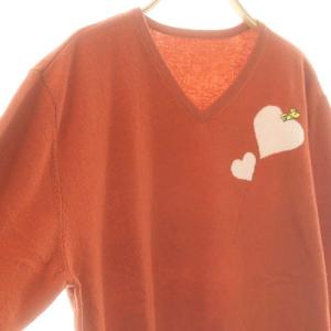 Leilian ×PEANUTS ウールカシミヤ ウッドストック ニット セーター 13+ テラコッタオレンジ ホワイト