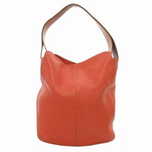 ハンドバッグ 手提げ 肩掛け レザー バイカラー オレンジ 茶 ブラウン /FF