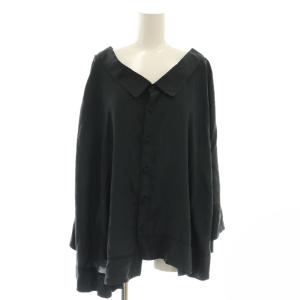 シルク ポンチョ シャツ ステンカラー M グレー /AT OS