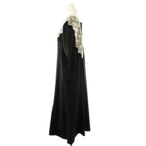 Rirandture レーシーカラーワンピース ミモレ ロング 長袖 2 黒 ブラック /AT OS