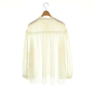 BALLSEY コットンガーゼエンブロイダリー ギャザーネックブラウス 長袖 36 白 ホワイト /AT OS